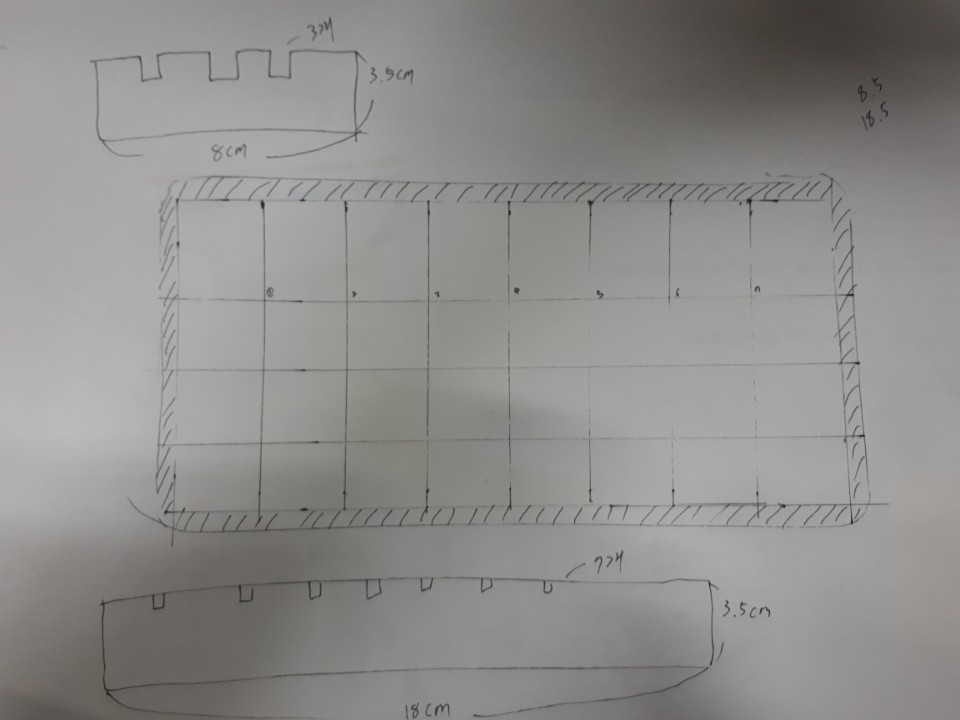 [ũ] ũ 18.5 cm x 8.5 cm ũ Ͽ   ũ ֹϷµ ּ ̰ 100 mm ̶ ֹ  ϰ;  ϴ. 80 mm x 3.5 mm x 3 mm ũ⿡ 3 Ȩ 