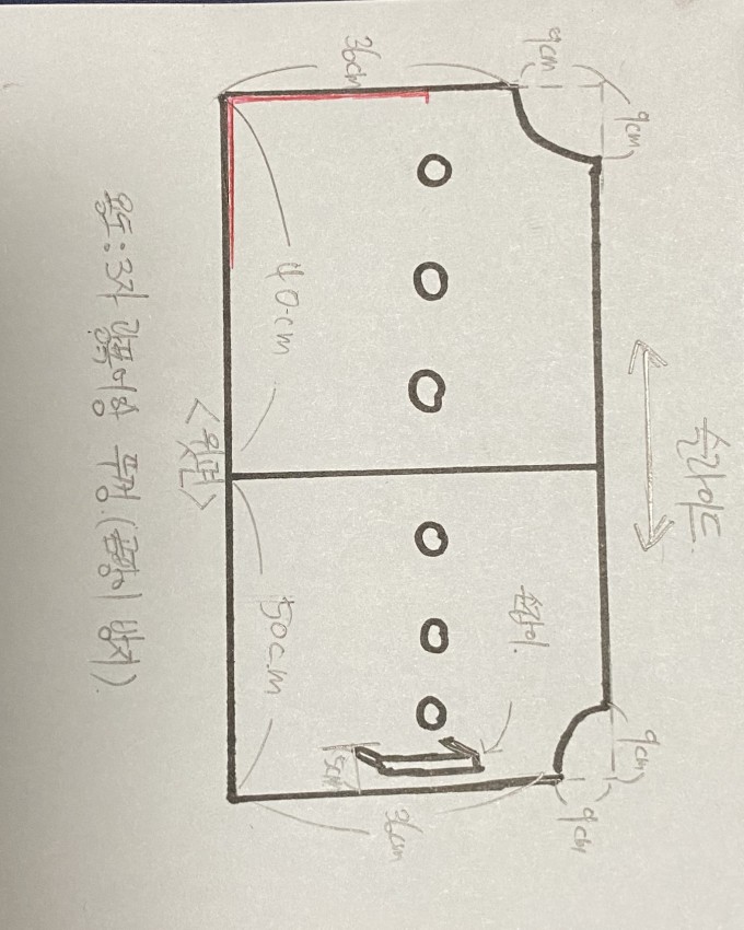 [ũ] 3 (90*45) ׿ Ѳ ߷ մϴ- 뷫  ̷ϴ - ʰ  𼭸  9cm~10cm ߶ּ ű⿡ ܺο     Դϴ-  45cm ᡦ