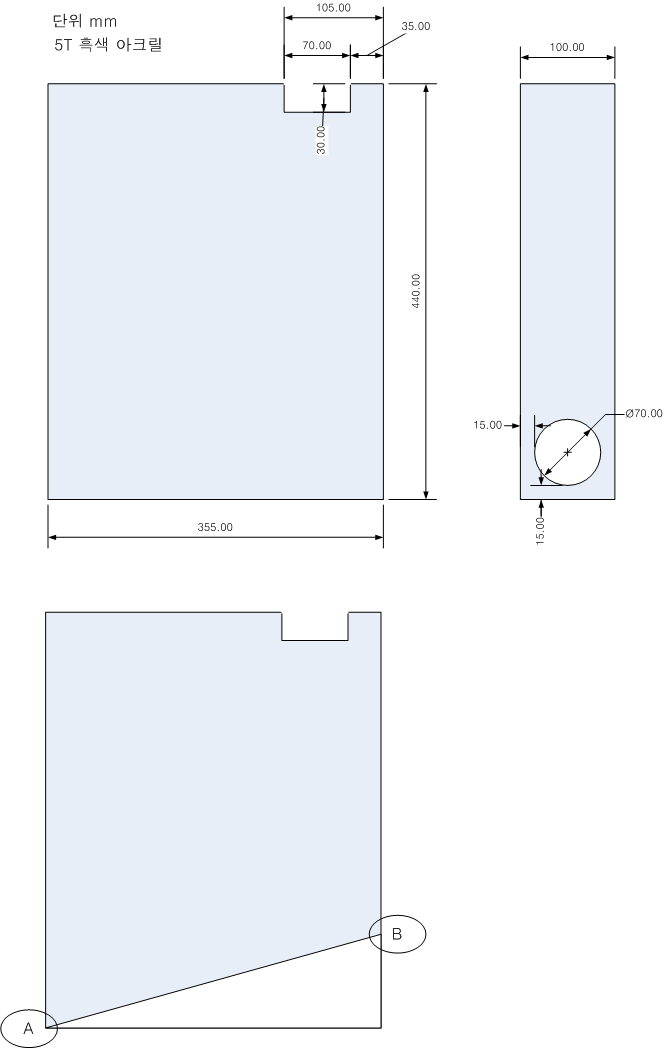 [ũ] ȳϼ.ũ 440 x 355 x 110 mm   µ, ٴ 3 ׸ó 16   ̴ϴ.- 1,2 ׸  ڿ Ȧ  ǵ帳ϴ.- θ 3mm ﰢ ̴ ϰ 3 ׸ A,