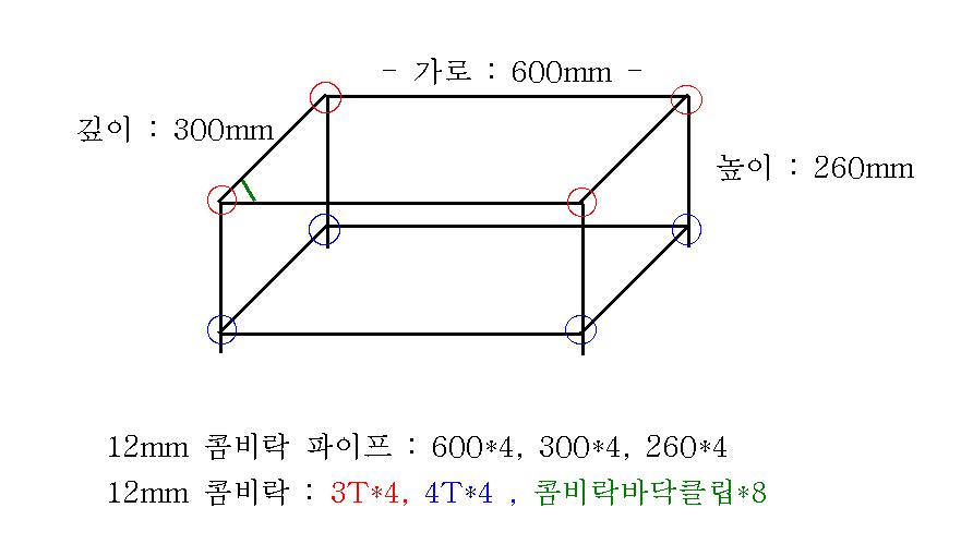 [ũ] ÷ ׸ó ׷· ̺   մϴ.12mm ޺ Ͽ 600, 300, 260  ϰ..޺ 3T*4  𼭸()  ɰ ..Ʒ 4T(Ķ) ҷ